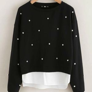 Pearl beaded sweatshirt